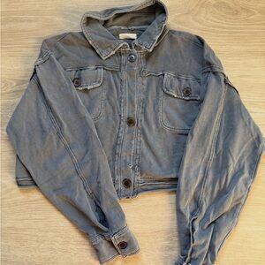 Free People Charcoal Cropped Denim Jacket